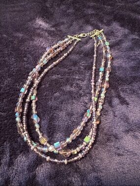 Multi-Strand Iridescent Beaded Necklace - Women Jewelry